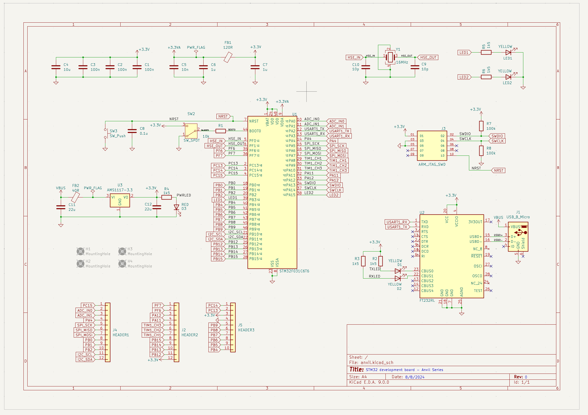 KiCad Diagram of components and connections